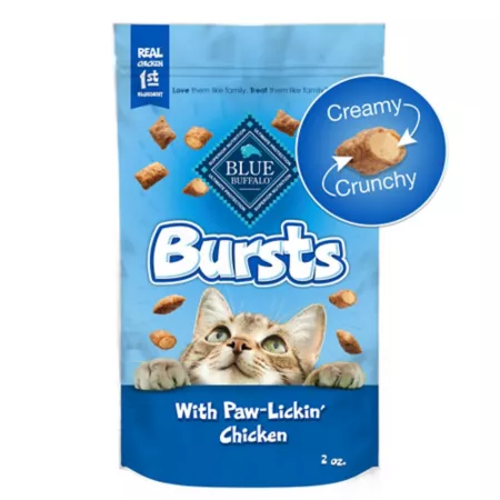 Blue Buffalo Bursts Crispy and Creamy Cat Treats Great for Training Paw-Lickin' Chicken 2 oz Bag Cat Crunchy Treats