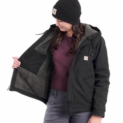 Image showing  Women's Washed Duck Sherpa-Lined Jacket