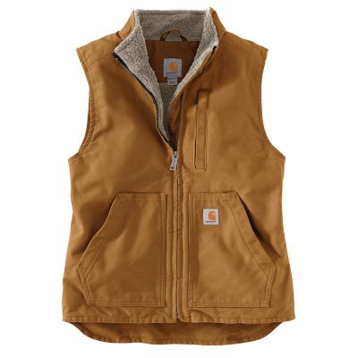 Image showing  Women's Loose Fit Washed Duck Sherpa-Lined Mock Neck Vest