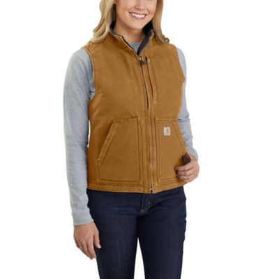 Carhartt Women's Loose Fit Washed Duck Sherpa-Lined Mock Neck Vest