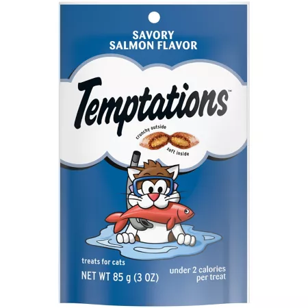 Temptations Classic Tasty Salmon Flavor Crunchy and Soft Treats for Cats 3 oz. Cat Soft & Chewy Treats