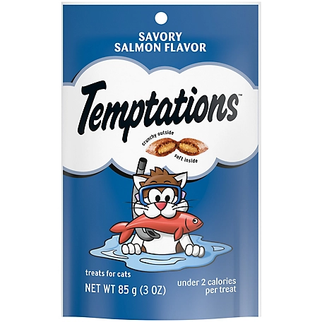 Temptations Classic Crunchy and Soft Cat Treats Savory Salmon Flavor, 3 oz. Pouch