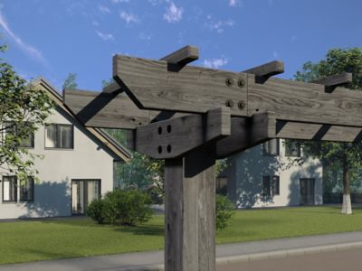 Image showing 2 th Vita 6 in. x 72 in. Wildwood 2-Post Arbor, Charcoal