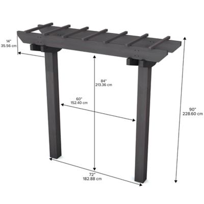 Image showing 3 th Vita 6 in. x 72 in. Wildwood 2-Post Arbor, Charcoal