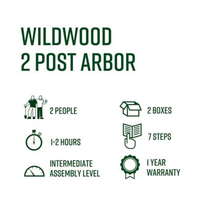 Image showing 8 th Vita 6 in. x 72 in. Wildwood 2-Post Arbor, Charcoal