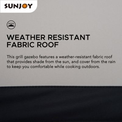 Image showing  8 x 5ft. Black Steel 2-tier Grill Gazebo with Gray/Beige and Black Canopy