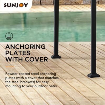 Image showing 8 th Sunjoy 8 x 5ft. Black Steel 2-tier Grill Gazebo with Gray/Beige and Black Canopy