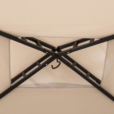 Image showing  5 x 8 ft. Black Steel Frame Double Tiered Canopy Grill Gazebo for Outdoor, Patio, Garden