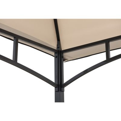 Image showing  5 x 8 ft. Black Steel Frame Double Tiered Canopy Grill Gazebo for Outdoor, Patio, Garden