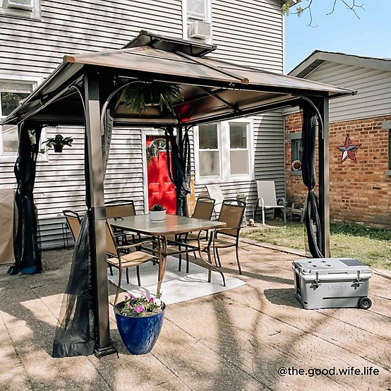 Sunjoy 10 ft. x12 ft. Lindsay Outdoor Patio Brown Steel Sunjoy 10 ft. x12 ft. Lindsay Outdoor Patio Brown Steel