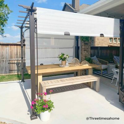 Image showing  Diego 10x10 ft. Outdoor Patio Brown Steel Classic Frame Pergola with Retractable White Canopy Shade for Backyard