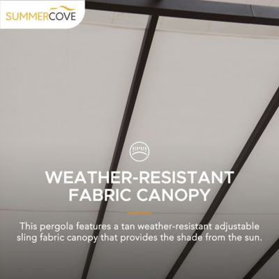 Image showing  Diego 10x10 ft. Outdoor Patio Brown Steel Classic Frame Pergola with Retractable White Canopy Shade for Backyard