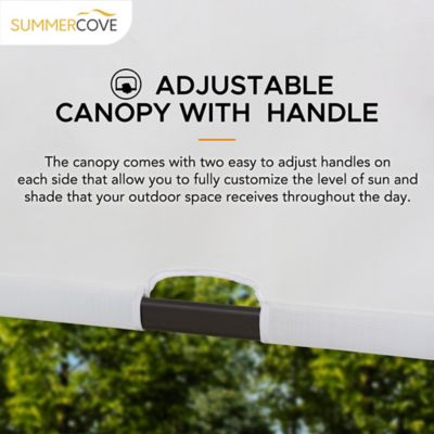 Image showing 6 th Sunjoy Diego 10x10 ft. Outdoor Patio Brown Steel Classic Frame Pergola with Retractable White Canopy Shade for Backyard