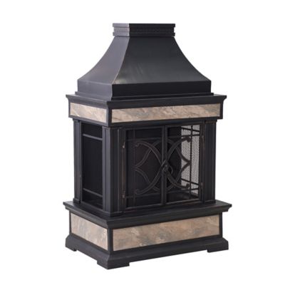 Sunjoy Heirloom Wood-Burning Fireplace, Black