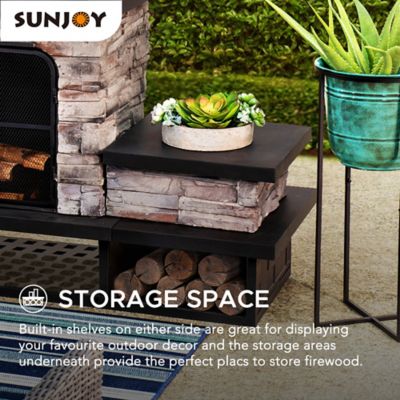 Image showing 5 th Sunjoy Bel Aire Wood-Burning Fireplace, Black