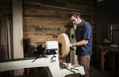 Image showing  14 in. x 40 in. Variable Speed Benchtop Wood Lathe Machine