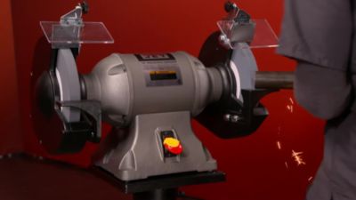 Image showing  10 in. Diameter Industrial Bench Grinder, 1 in. Shaft Diameter, 1,800 RPM Wheel Speed, 115V, 24 x 16-3/4 x 16 in.