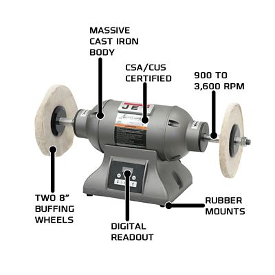 JET 8 in. Diameter 3.5A Variable Speed Industrial Buffer