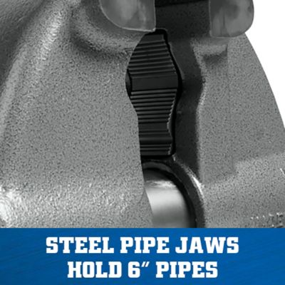 Image showing  5 in. Steel Combination Pipe and Bench Jaw Round Channel Vise with Swivel Base