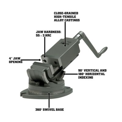 Image showing  4 in. 2-Axis Precision Angular Vise, 1-1/2 in. Jaw Depth