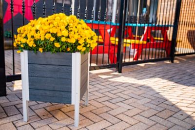 Vita Urbana Vinyl Raised Planter, 17 x 17 x 22in., Slate Gray