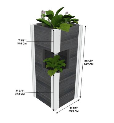 Image showing  0.75 cu. ft. PVC Urbana Pillar Planter, 13 in. x 13 in. x 30 in., Black