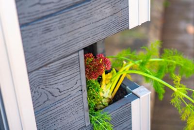 Image showing  0.75 cu. ft. PVC Urbana Pillar Planter, 13 in. x 13 in. x 30 in., Black