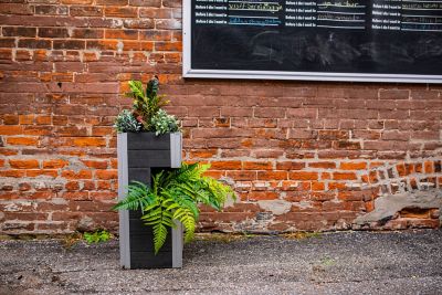 Image showing  0.75 cu. ft. PVC Urbana Pillar Planter, 13 in. x 13 in. x 30 in., Black