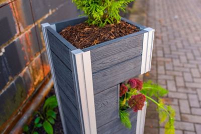 Image showing  0.75 cu. ft. PVC Urbana Pillar Planter, 13 in. x 13 in. x 30 in., Black