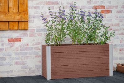 Vita 16 in. x 39 in. x 18 in. Vinyl Urbana Small Parklette Planter, Brown