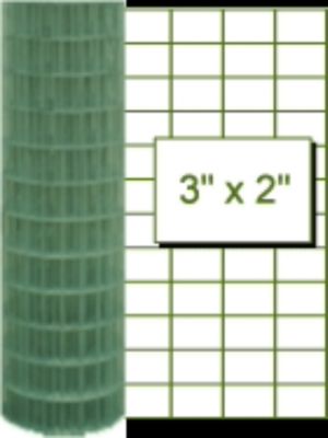 Image showing  50 ft. x 36 in. 16 Gauge PVC-Coated Welded Wire Fence with 2 in. x 3 in. Mesh, Green