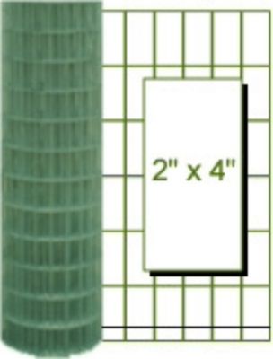 Image showing  100 ft. x 48 in. 14 ga. PVC-Coated Welded Wire Fence with 2 x 4in. Mesh, Green