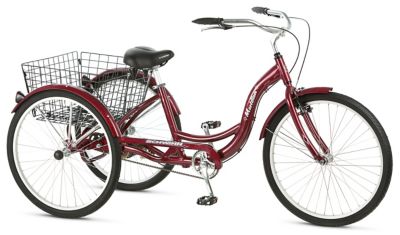 Schwinn Meridian Adult Tricycle, 26 in. Wheels, Single Speed, Black Cherry