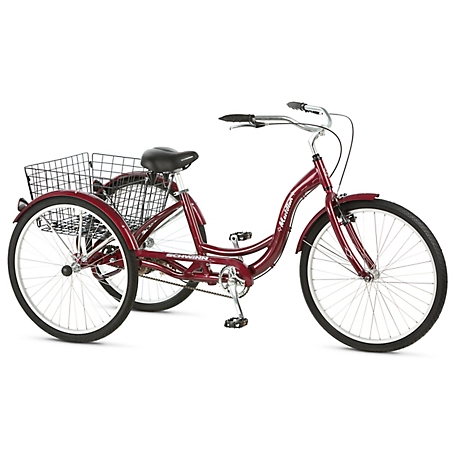 Schwinn Meridian Adult Tricycle, 26 in. Wheels, Single Speed, Black Cherry