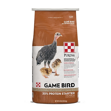 Purina 30% Protein Starter Game Bird and Turkey Feed, 40 lb.