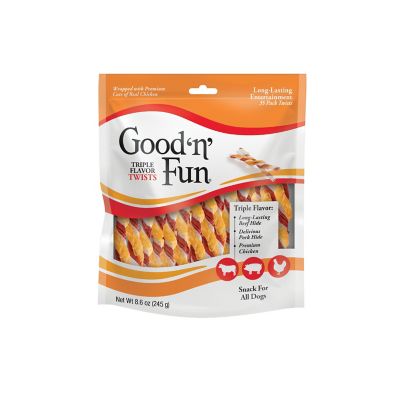 Good 'N Fun Chicken, Beef and Pork Flavor Twists Dog Chew Treats, 8.6 oz., 35 ct.