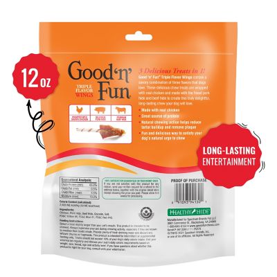 Image showing  Chicken, Beef and Pork Flavor Wings Dog Chew Treats, 12 oz.