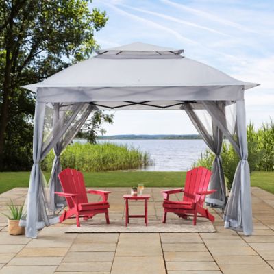 Image showing  11 ft. x 11 ft. 2-Tone Pop-Up Portable Steel Patio Gazebo