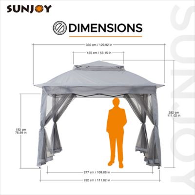 Image showing 6 th Sunjoy 11 ft. x 11 ft. 2-Tone Pop-Up Portable Steel Patio Gazebo