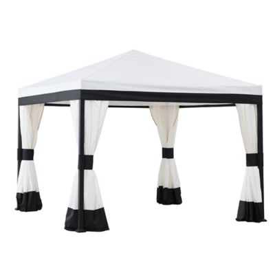 Sunjoy 10 ft. x 10 ft. Steel Patio Gazebo, Black/White