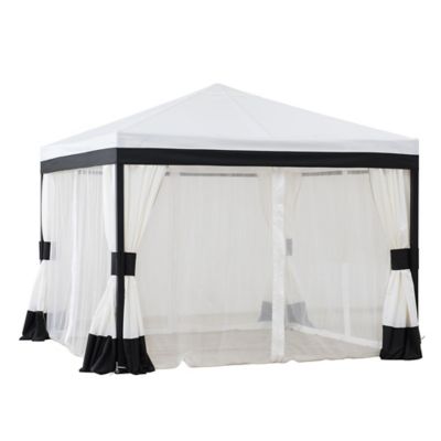 Image showing  10 ft. x 10 ft. Steel Patio Gazebo, Black/White