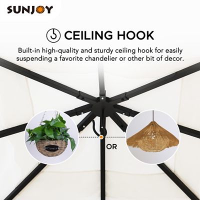 Image showing  10 ft. x 10 ft. Steel Patio Gazebo, Black/White