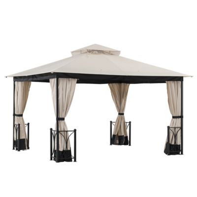 Image showing  11 ft. x 13 ft. Steel Gazebo with 2-Tier Hip Roof, Beige