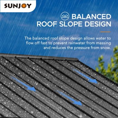 Image showing  11 ft. x 13 ft. Helena Collection Outdoor Patio Premium Cedar Wood Frame Gazebo, Matte Black Steel Gable Hardtop Roof