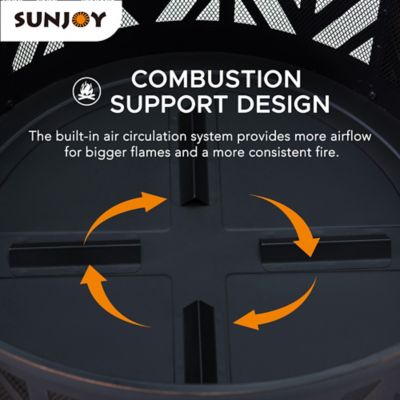 Image showing  27 in. Fire Pit for Outside, Outdoor Steel Wood-Burning Fire Pits with Mesh Spark Screen and Fire Poker