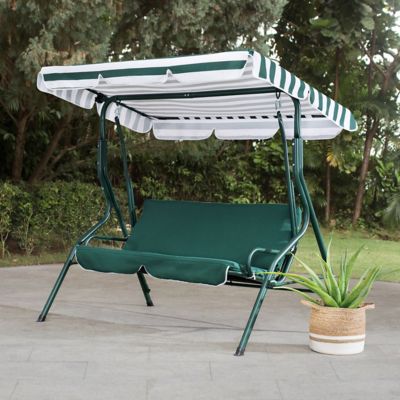 Sunjoy 2-Seat Striped Covered Swing with Tilt Canopy