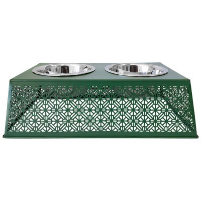 Image showing  2 qt. Southern Style Punch Elevated Metal Double Diner Pet Bowl Set