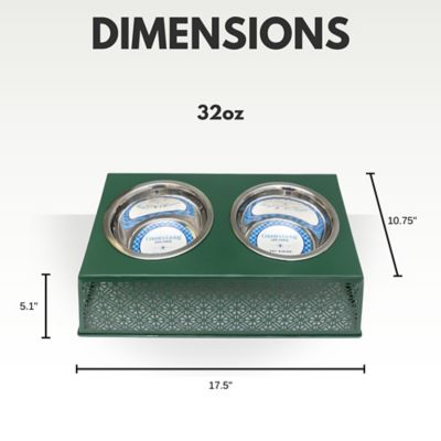 Image showing  2 qt. Southern Style Punch Elevated Metal Double Diner Pet Bowl Set