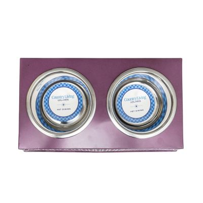 Image showing  2 qt. Southern Style Punch Elevated Metal Double Diner Pet Bowl Set