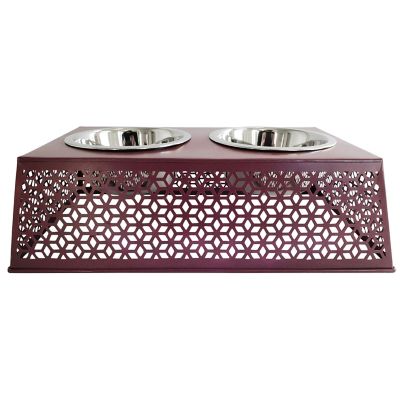 Image showing  2 qt. Southern Style Punch Elevated Metal Double Diner Pet Bowl Set